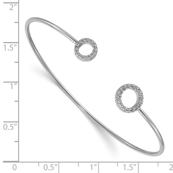 14k White Gold Diamond Circles Flexible Cuff Bangle - Image 2