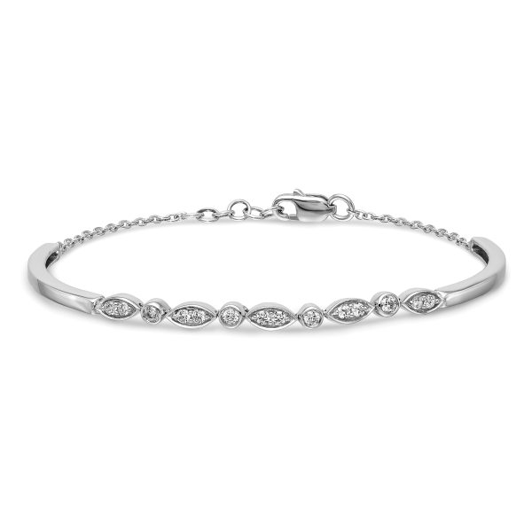 14k White Gold Diamond Bangle Bracelet - Image 3