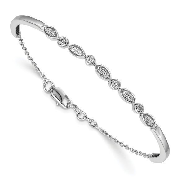 14k White Gold Diamond Bangle Bracelet