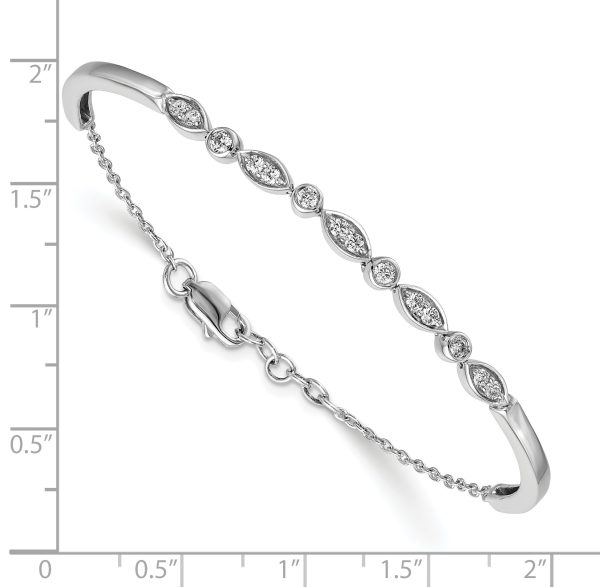 14k White Gold Diamond Bangle Bracelet - Image 2