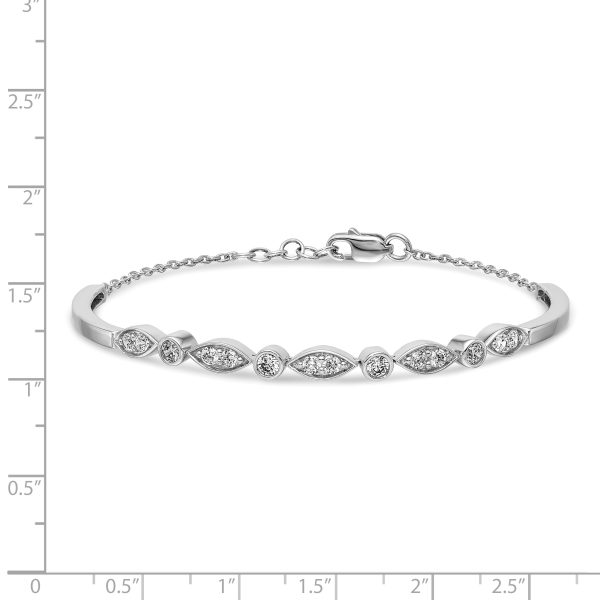 14k White Gold Diamond Bangle Bracelet - Image 2