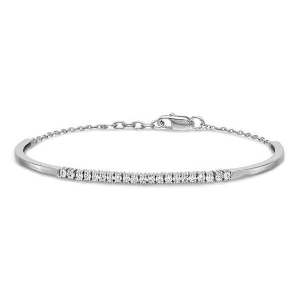 14k White Gold Diamond w/.25 In Ext Bangle Bracelet - Image 3