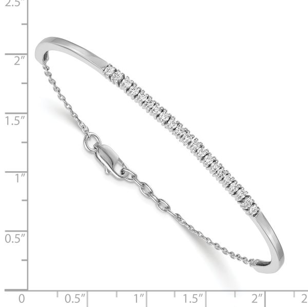 14k White Gold Diamond w/.25 In Ext Bangle Bracelet - Image 2