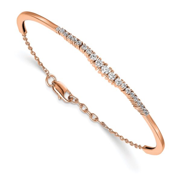 14K Rose Gold Lab Grown Diamond VS/SI FGH Graduated Bangle Bracelet