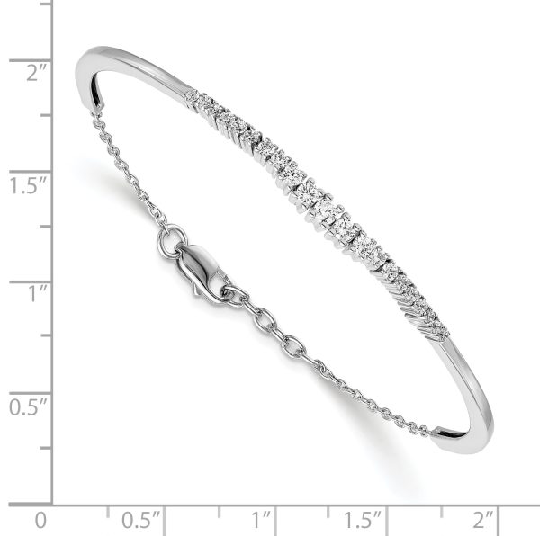 14k White Gold Graduated Diamond Bangle Bracelet - Image 2