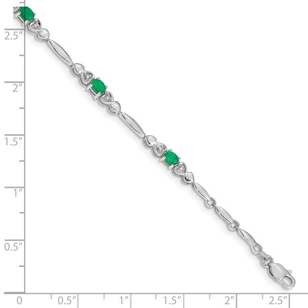 10k White Gold Diamond and Emerald Bracelet - Image 3