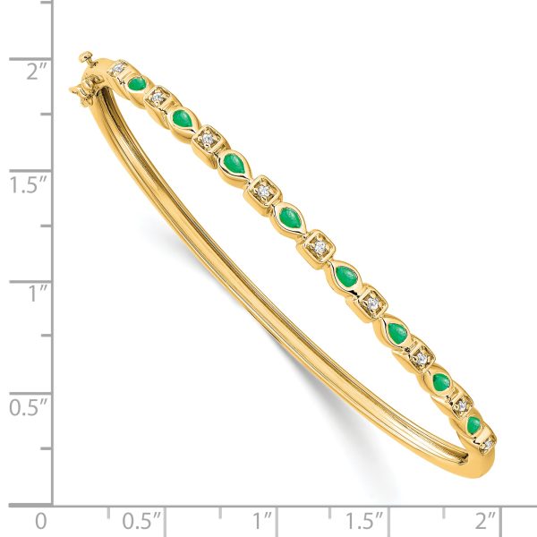 14k Emerald and Diamond Bangle - Image 2