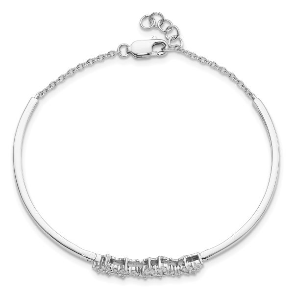 14k White Gold Diamond Bangle Bracelet - Image 3