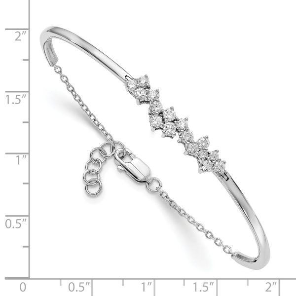 14k White Gold Diamond Bangle Bracelet - Image 2