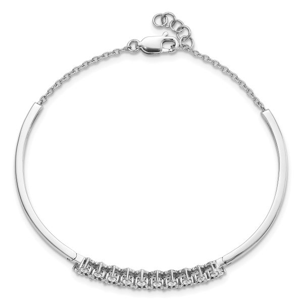 14k White Gold Diamond Bangle Bracelet - Image 2