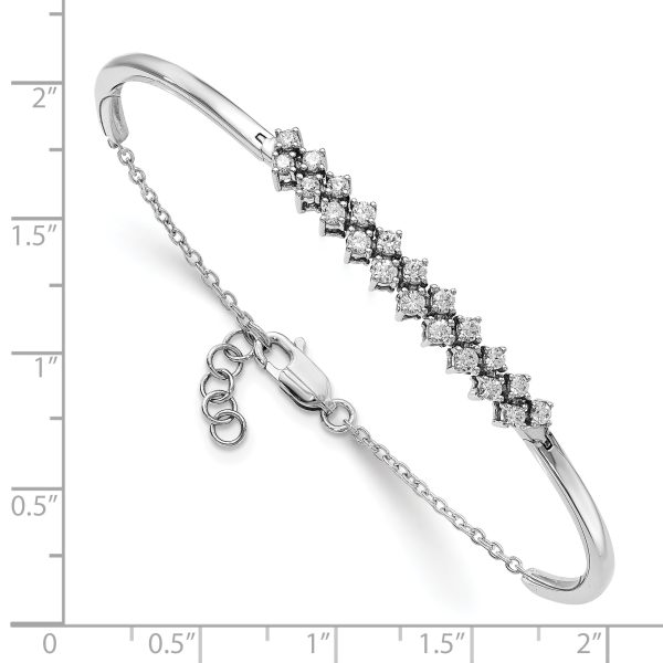 14k White Gold Diamond Bangle Bracelet - Image 3