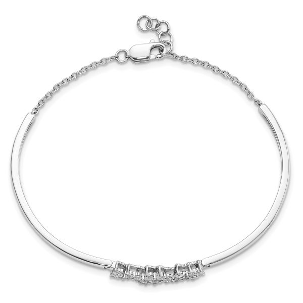 14k White Gold Diamond Bangle Bracelet - Image 3