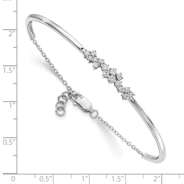 14k White Gold Diamond Bangle Bracelet - Image 2