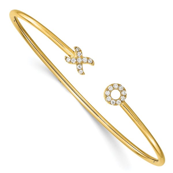 14k Diamond X & O Cuff Bangle