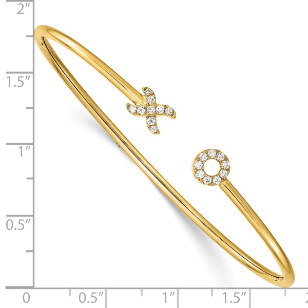 14k Diamond X & O Cuff Bangle - Image 3