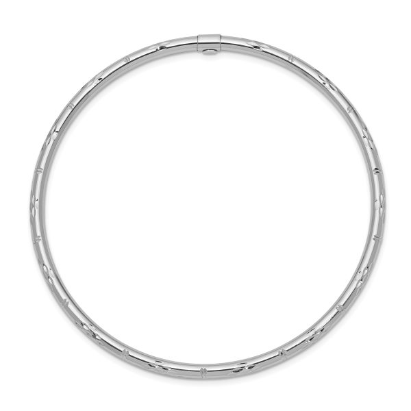 14k White Gold Polished Diamond-cut Slip-on Bangle - Image 2