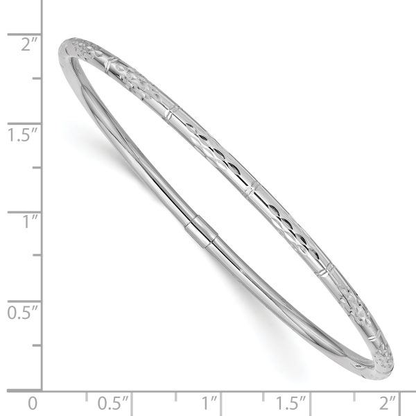 14k White Gold Polished Diamond-cut Slip-on Bangle - Image 3