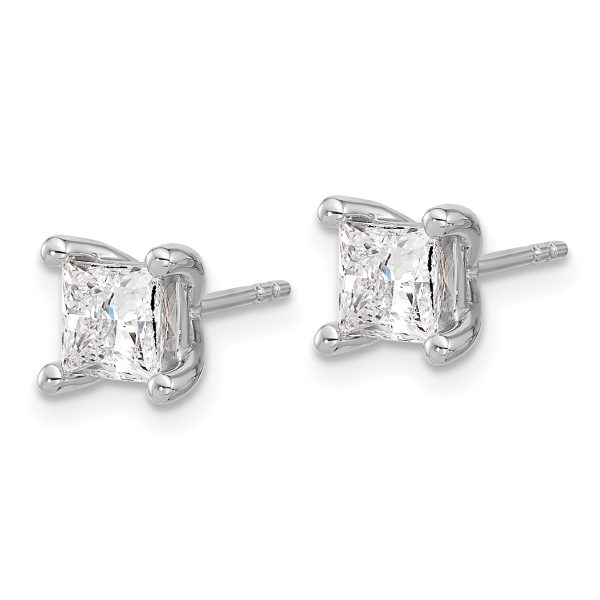 14K White Gold Lab Grown Diamond 1 1/2ctw Princess VS DEF 4 Prong Earrin - Image 2