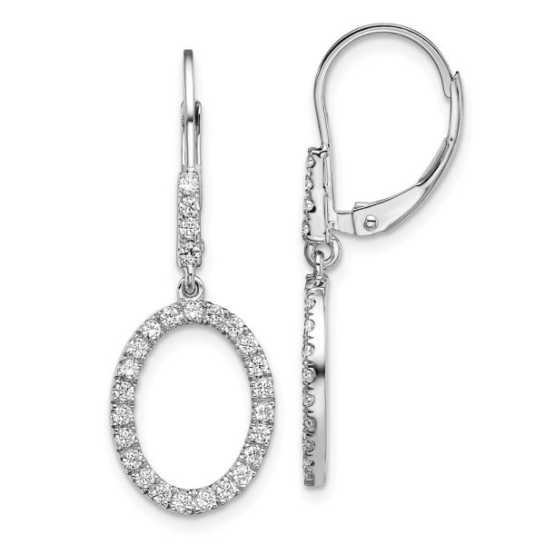 14K White Gold Lab Grown Diamond VS/SI FGH Oval Leverback Earrings