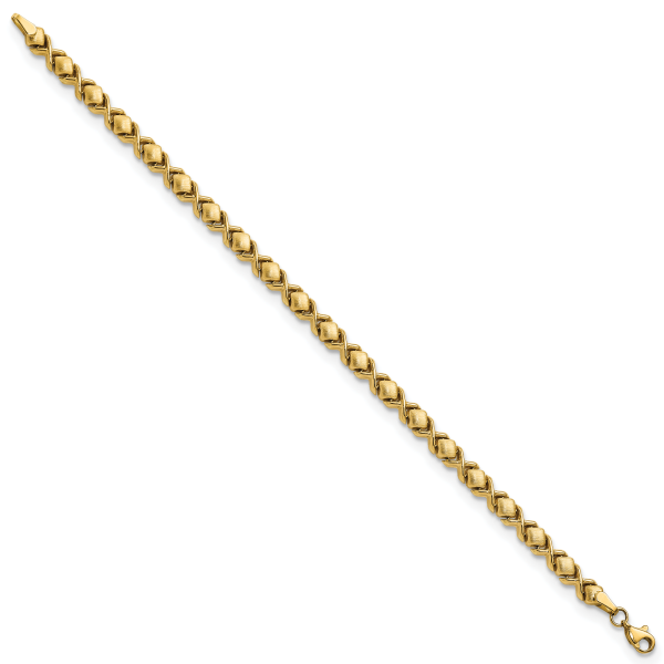 14k Brushed and Polished Stampato 7.5in Bracelet - Image 2