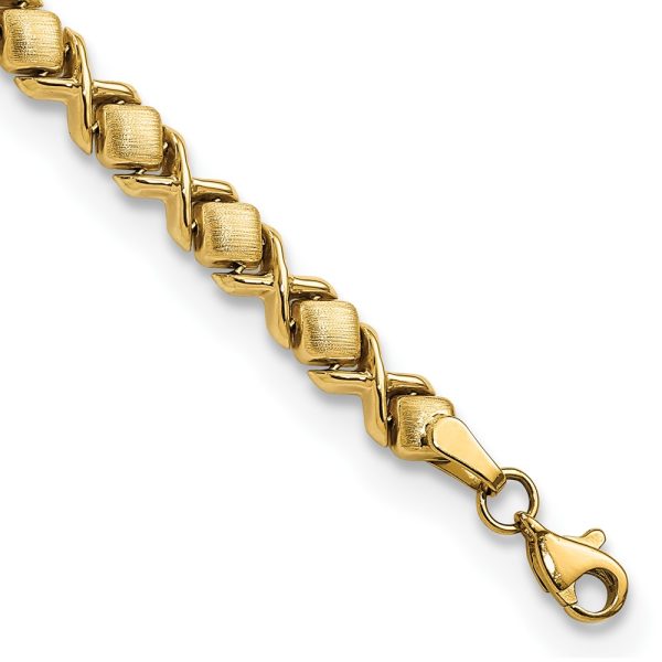 14k Brushed and Polished Stampato 7.5in Bracelet