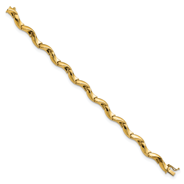 14K Polished Fancy Wavy Link Bracelet - Image 2