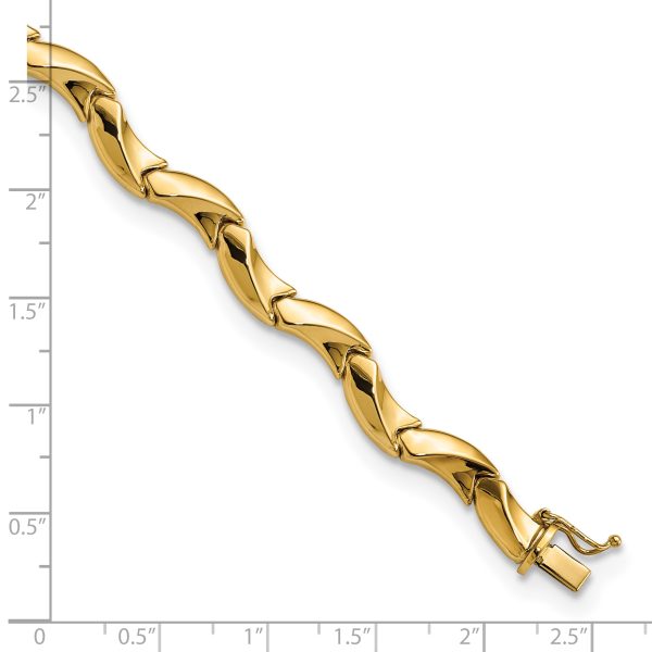 14K Polished Fancy Wavy Link Bracelet - Image 3