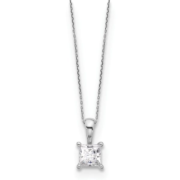 14kw .50ct VS DEF Lab Grown Princess Diamond 4 Prong Pendant w/ Chain