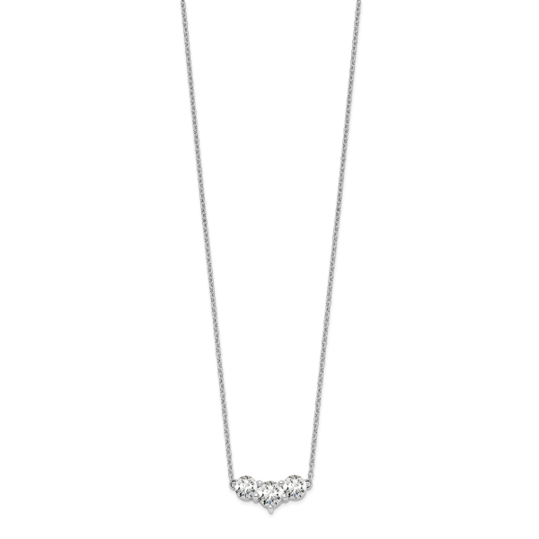 14K White Gold Lab Grown Diamond VS/SI FGH 3 Stone Complete Necklace - Image 2