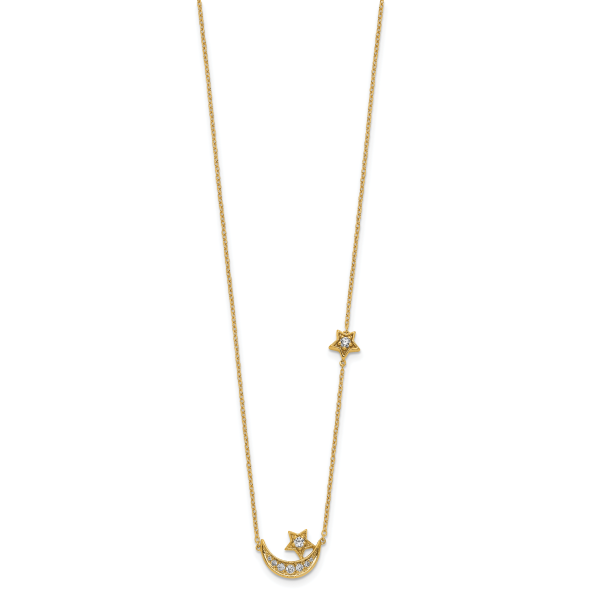 14k Moon & Star Diamond 18in Necklace - Image 2