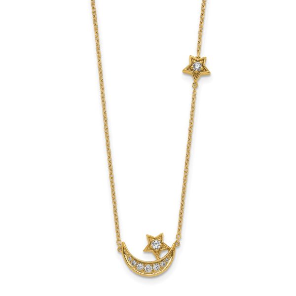 14k Moon & Star Diamond 18in Necklace