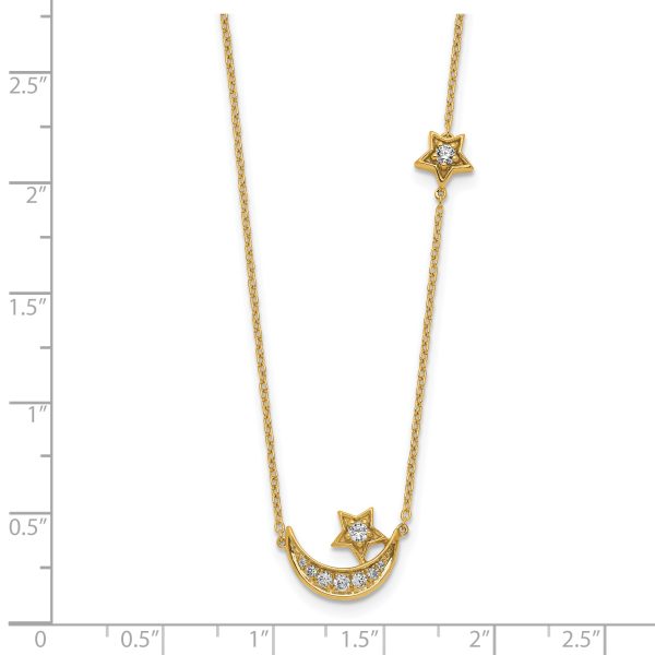 14k Moon & Star Diamond 18in Necklace - Image 3