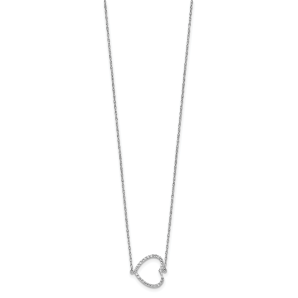 14k White Gold Sideways Diamond Heart 18in Necklace - Image 2