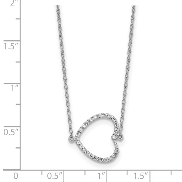 14k White Gold Sideways Diamond Heart 18in Necklace - Image 3