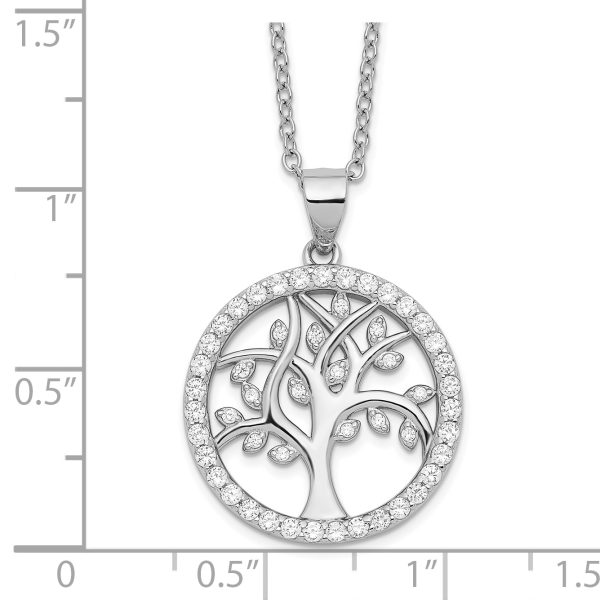 Sterling Silver Cheryl M Rhodium-plated Tree of Life CZ Necklace - Image 3