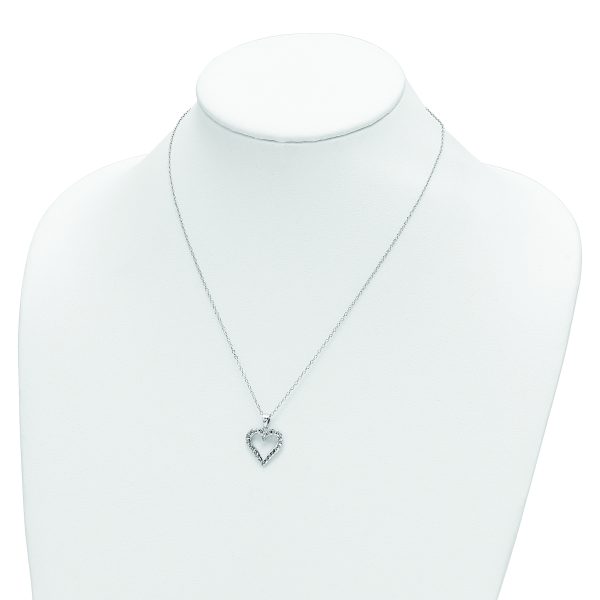 Sterling Silver Platinum-Plated Diamond Mystique Heart Necklace - Image 2