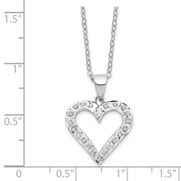 Sterling Silver Platinum-Plated Diamond Mystique Heart Necklace - Image 3