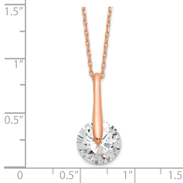 Sterling Silver Rose-tone CZ w/2 in ext. Necklace - Image 2