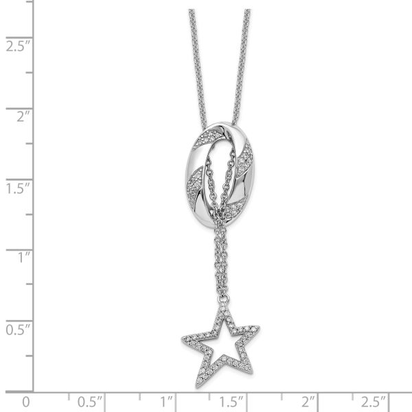 Sterling Silver Rhodium-plated CZ Catch a Falling Star 18in Necklace - Image 3