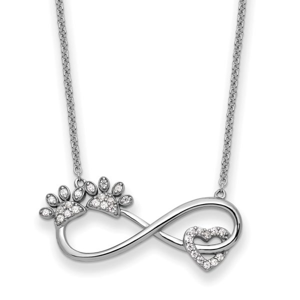 Sterling Silver Rhodium-plated CZ Furr Ever 18 in Necklace