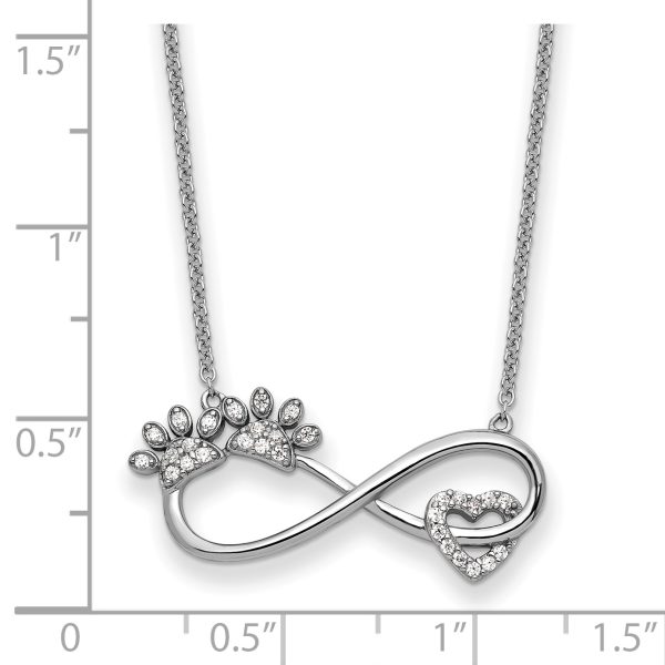 Sterling Silver Rhodium-plated CZ Furr Ever 18 in Necklace - Image 3