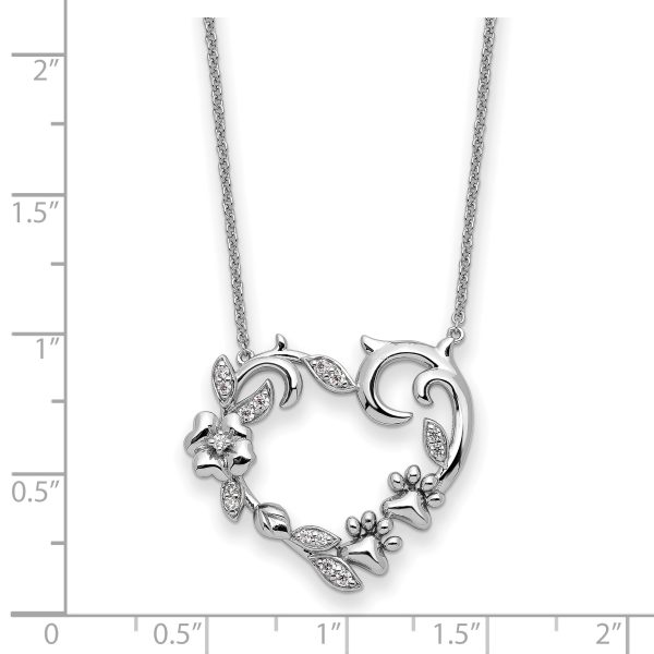 Sterling Silver Rhodium-plated CZ My Special Pet Heart 18in Necklace - Image 3