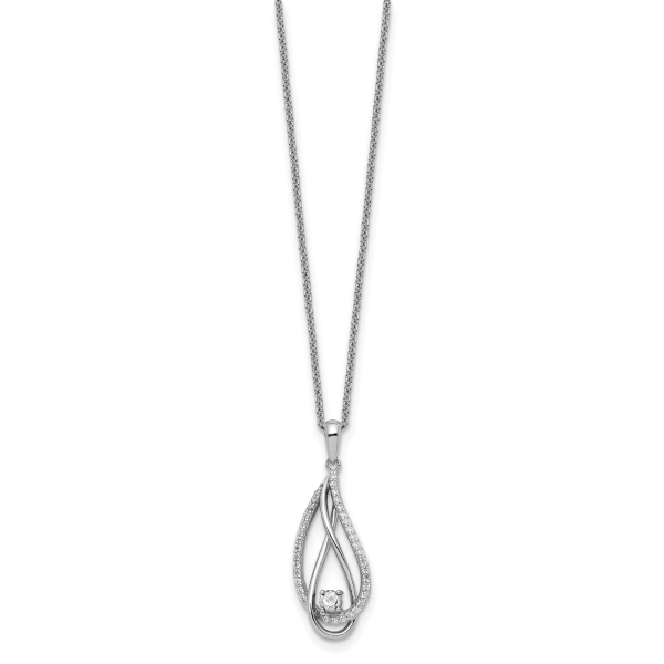 Sterling Silver RH-plated Apr CZ Always in Heart Birthstone 18in Necklace - Image 2