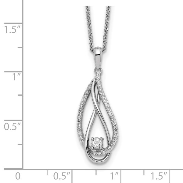 Sterling Silver RH-plated Apr CZ Always in Heart Birthstone 18in Necklace - Image 3