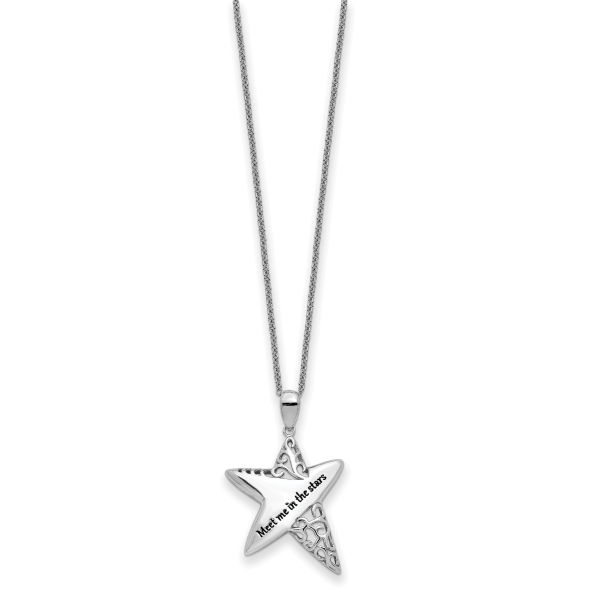 Sterling Silver Rhodium-plated Antiqued Meet Me in the Stars 18in Necklace - Image 2