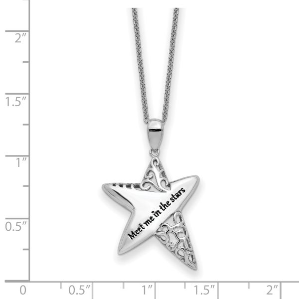 Sterling Silver Rhodium-plated Antiqued Meet Me in the Stars 18in Necklace - Image 3