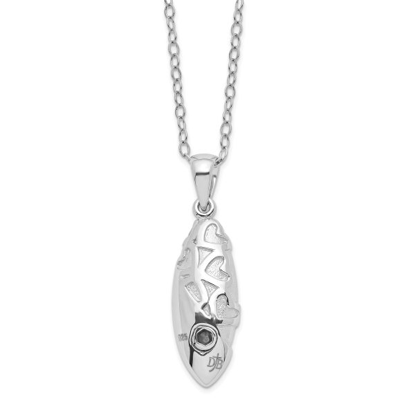 Sterling Silver Rhodium-plated Scrolled Hearts Ash Holder 18in Necklace - Image 3