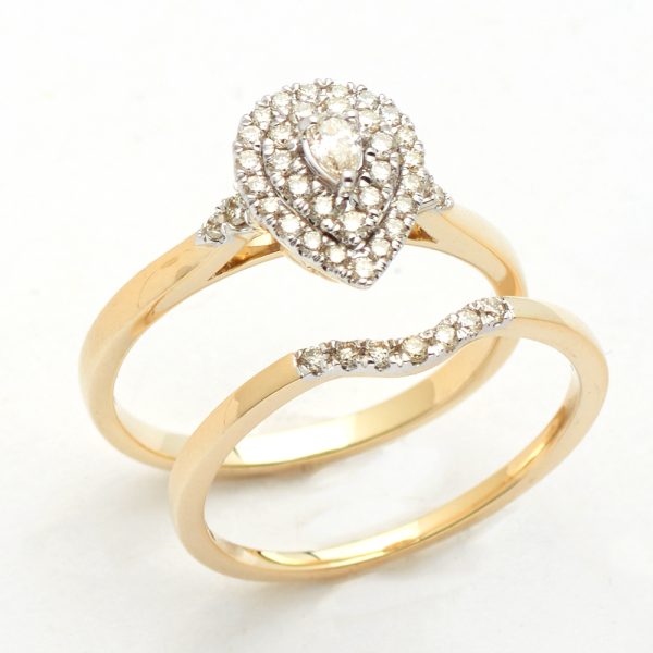 14KY 0.45CTW PEAR DIAMOND BRIDAL SET - DOUBLE PEAR