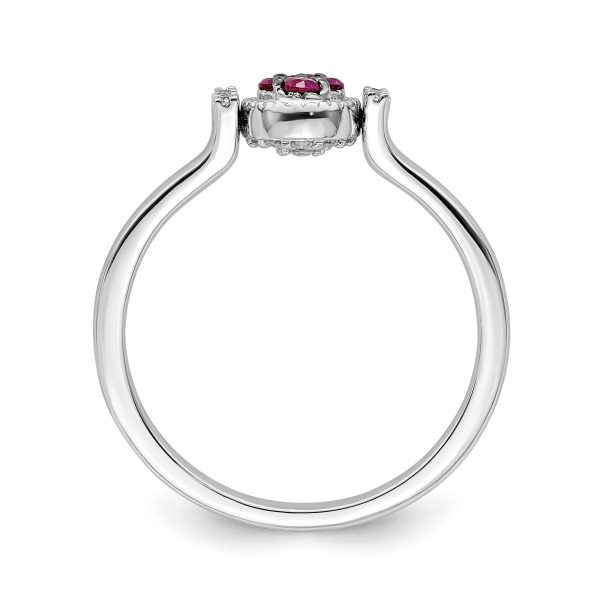 14k White Gold Polished Ruby and Diamond Flip Ring - Image 2