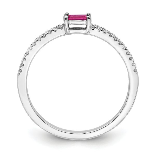 14k White Gold Polished Ruby and Diamond Ring - Image 2